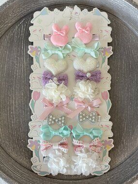 NWT - Ava Olivia 20 pc Girls Hair Clip Set - Bunny Pastels